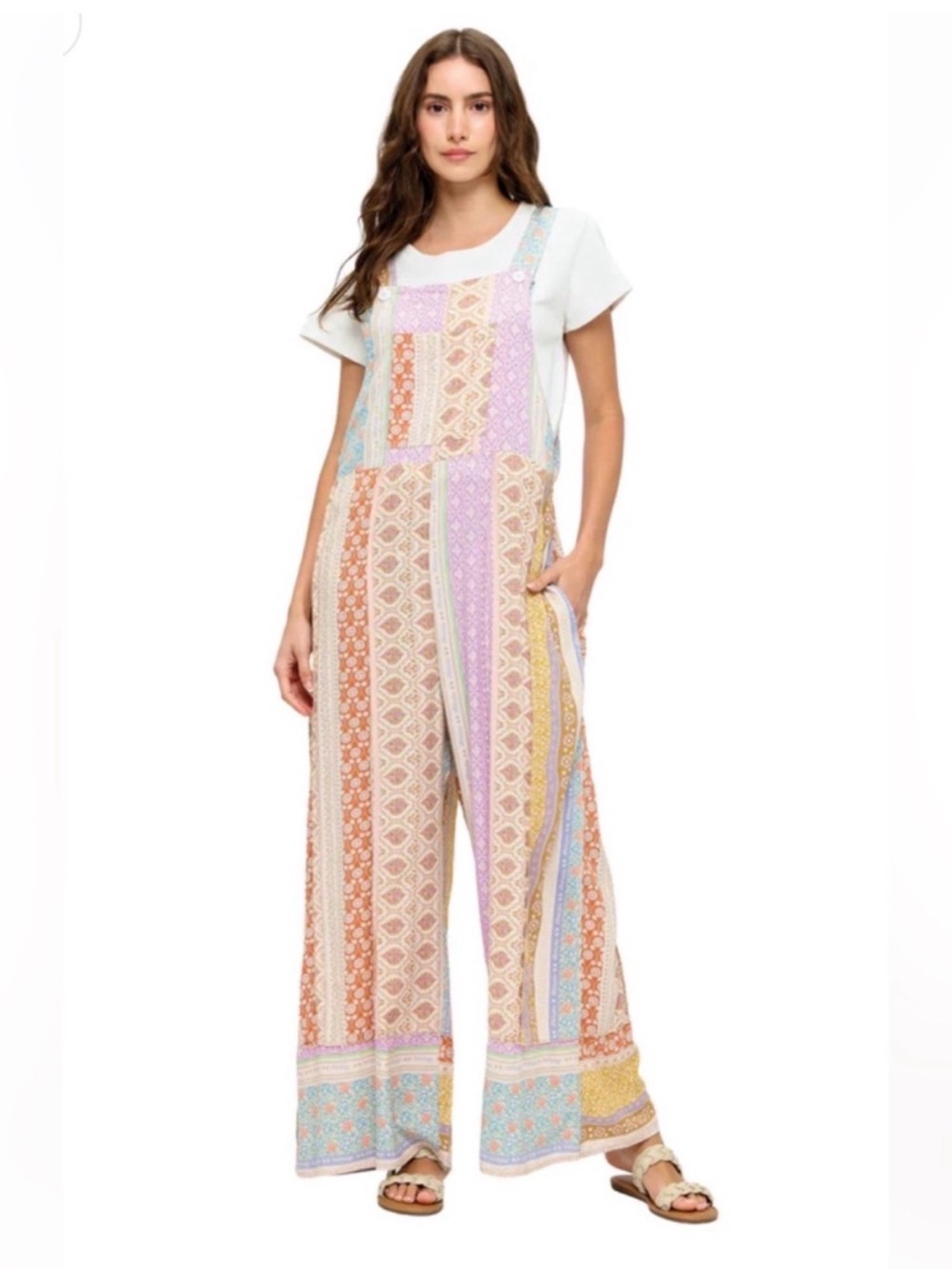 Pastel Multi Patchwork Wide-Leg Jumpsuit